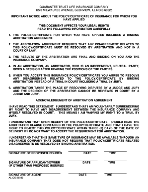 Insurance Arbitration Agreement