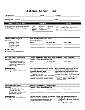 Asthma Action Plan Form