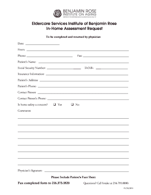 Eldercare In-Home Assessment Request