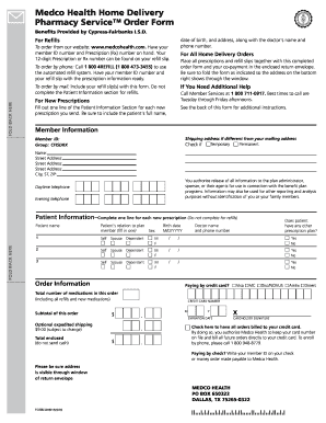Medco Health Home Delivery Pharmacy Service Order Form