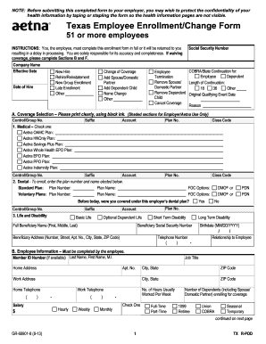 Texas Employee Enrollment/Change Form