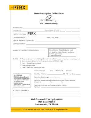 New Prescription Order Form
