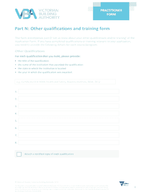 Practitioner Other Qualifications and Training Form