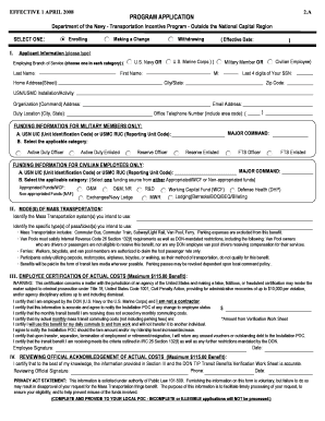 Department of the Navy Transportation Incentive Program Application