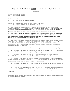 Notification of Separation Proceedings