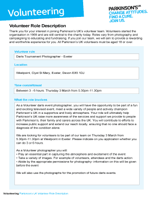 Parkinson's UK Volunteer Role Description