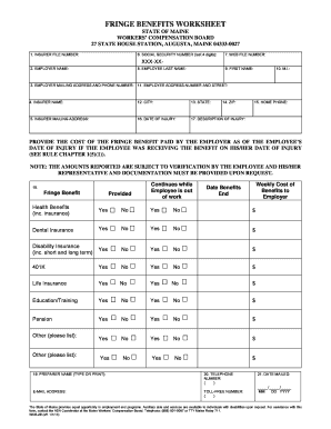 Fringe Benefits Worksheet