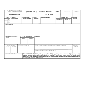 FAA VFR Flight Plan Form
