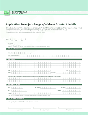 Mutual Fund Address Change Form