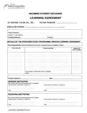 Incoming Student Exchange Learning Agreement