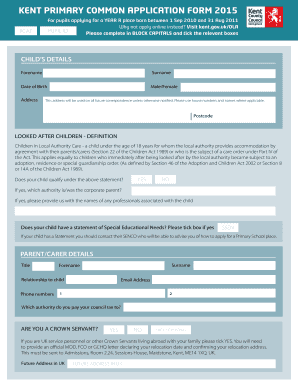 Kent Primary Common Application Form