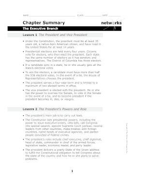Executive Branch Worksheet