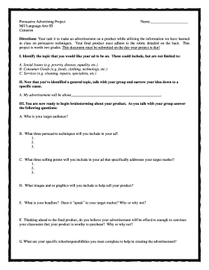 Persuasive Advertising Project Template