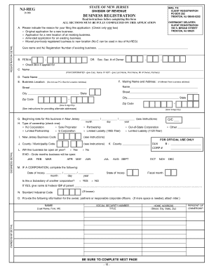 New Jersey Business Registration Form