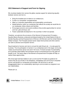 CEO Statement of Support for Women's Empowerment Principles