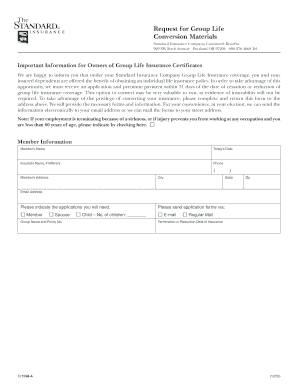Group Life Insurance Conversion Application