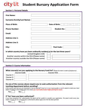 Student Bursary Application Form