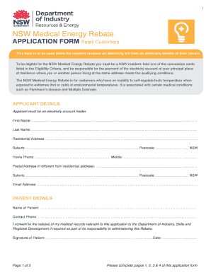 NSW Medical Energy Rebate Application Form
