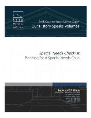 Special Needs Child Planning Checklist