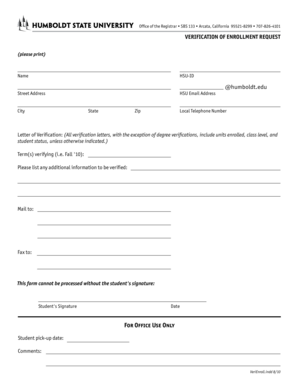 Verification of Enrollment Request
