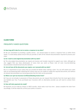 Travel Insurance Claim Form