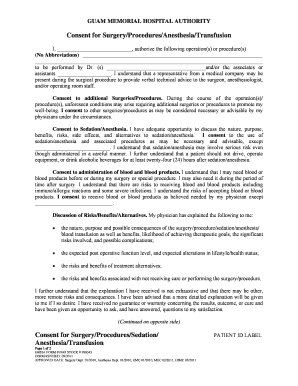 Guam Memorial Hospital Surgery Consent Form