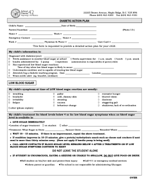 Diabetic Action Plan for School
