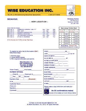 New Jersey Insurance Continuing Education Registration Form