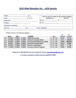 Insurance Continuing Education Enrollment Form