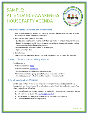 Attendance Awareness House Party Agenda