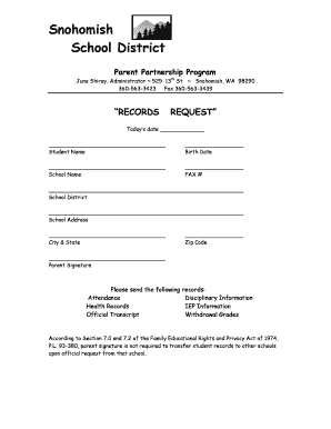 Parent Partnership Program Records Request