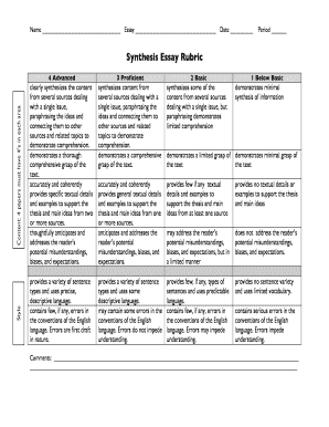 rubric for synthesis paper