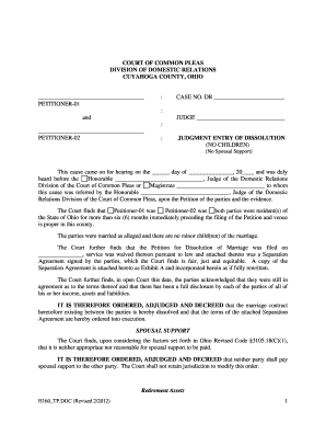 Ohio Dissolution of Marriage Judgment
