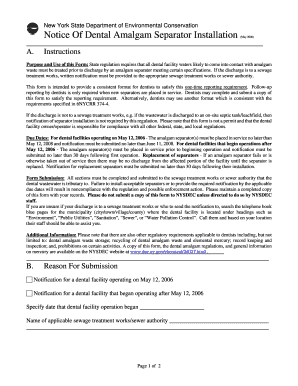New York Dental Amalgam Separator Installation Notice