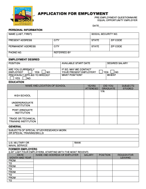 Employment Application Form