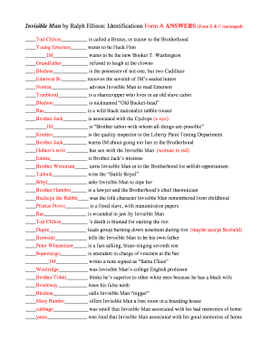 Invisible Man Character Identification Form