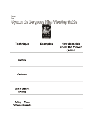 Movie or Play Analysis Worksheet