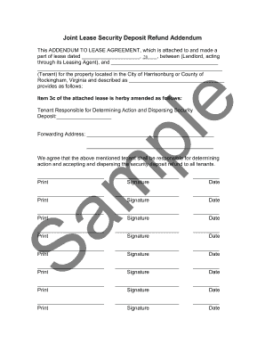 Joint Lease Security Deposit Refund Addendum