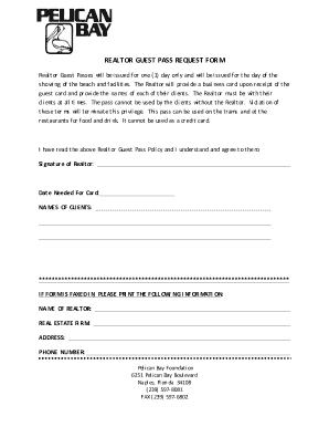 Realtor Guest Pass Request Form