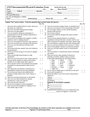 ATEP Recommended Physical Evaluation Form