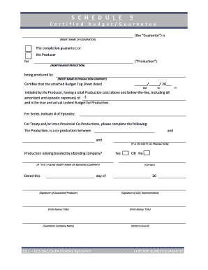 Certified Budget Guarantee Form