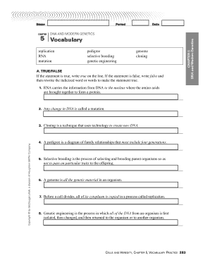 DNA and Modern Genetics Vocabulary Practice