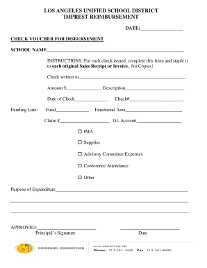 Los Angeles Unified School District Check Voucher