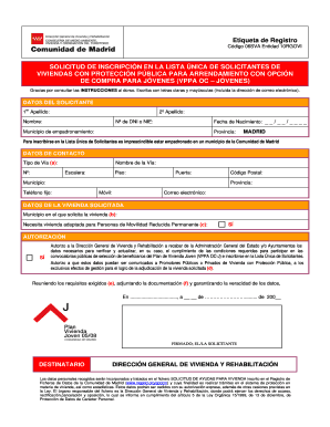 Solicitud de Inscripción en la Lista Única de Solicitantes de Viviendas con Protección Pública para Arrendamiento con Opción de Compra para Jóvenes