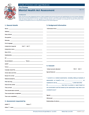 Mental Health Act Assessment Form