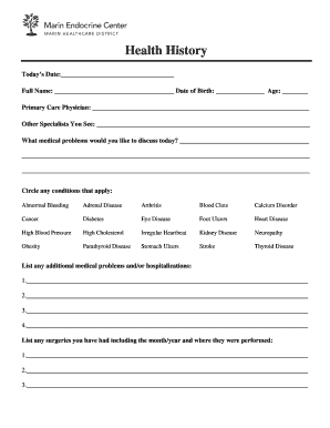 Health History Form