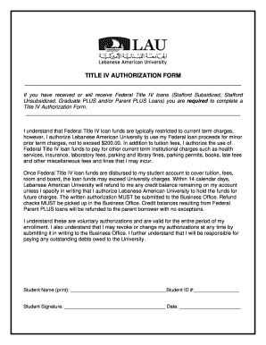 Title IV Authorization Form