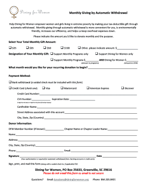 Monthly Donation Form