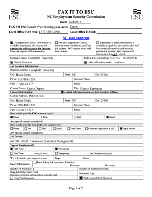 NC JobConnector Employment Form