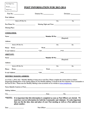 American Legion Post Roster Form